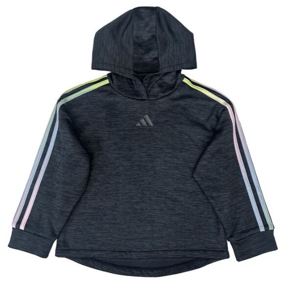 Adidas Sport Girls 2T Black Rainbow Active Pullover Hoodie Sweatshirt Top 2T - Picture 1 of 6